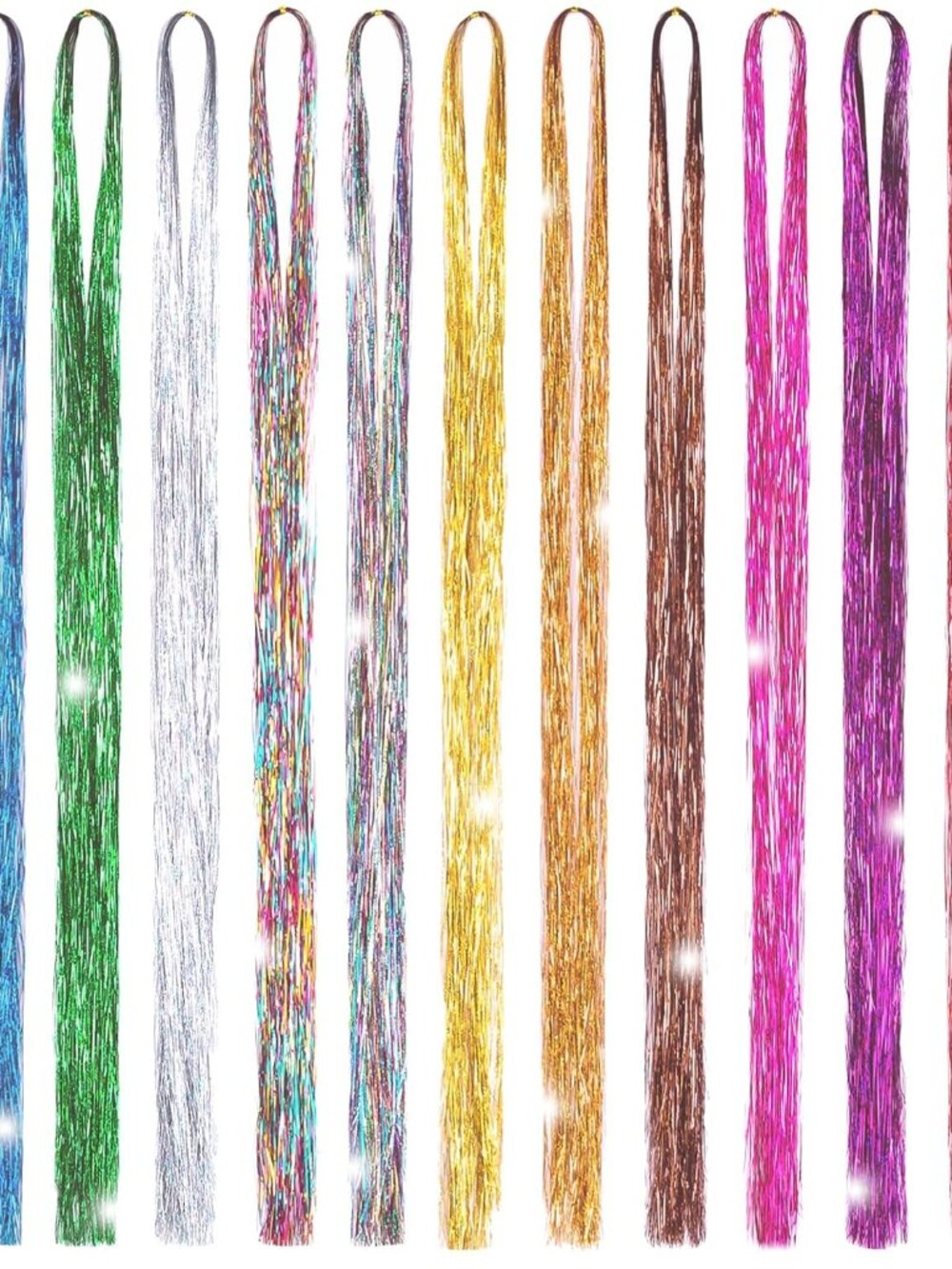 Hair Tinsel Kit, 12 Colors, 2500 Strands, 48 Inch Fairy Hair
